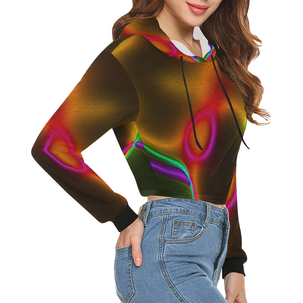 Vibrant Fantasy 4 by FeelGood All Over Print Crop Hoodie for Women (Model H22)