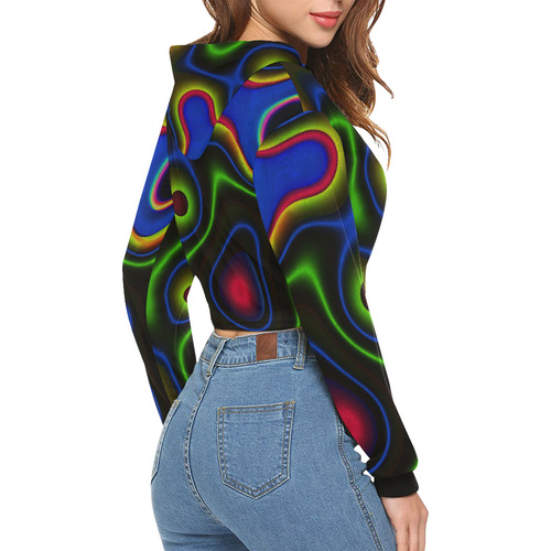 Vibrant Fantasy 6 by FeelGood All Over Print Crop Hoodie for Women (Model H22)