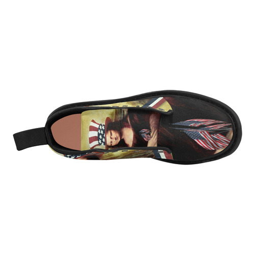 Patriotic Mona Lisa - 4th of July Martin Boots for Women (Black) (Model 1203H)