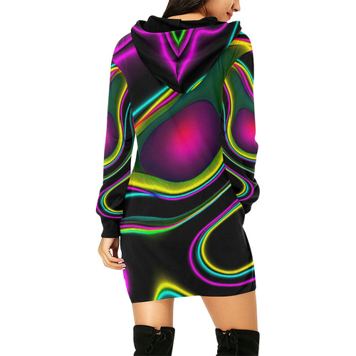 Vibrant Fantasy 5 by FeelGood All Over Print Hoodie Mini Dress (Model H27)
