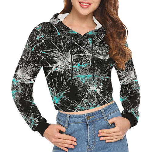 color fun 03A by FeelGood All Over Print Crop Hoodie for Women (Model H22)