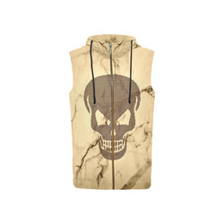 dotted skull on marble C All Over Print Sleeveless Zip Up Hoodie for Women (Model H16)