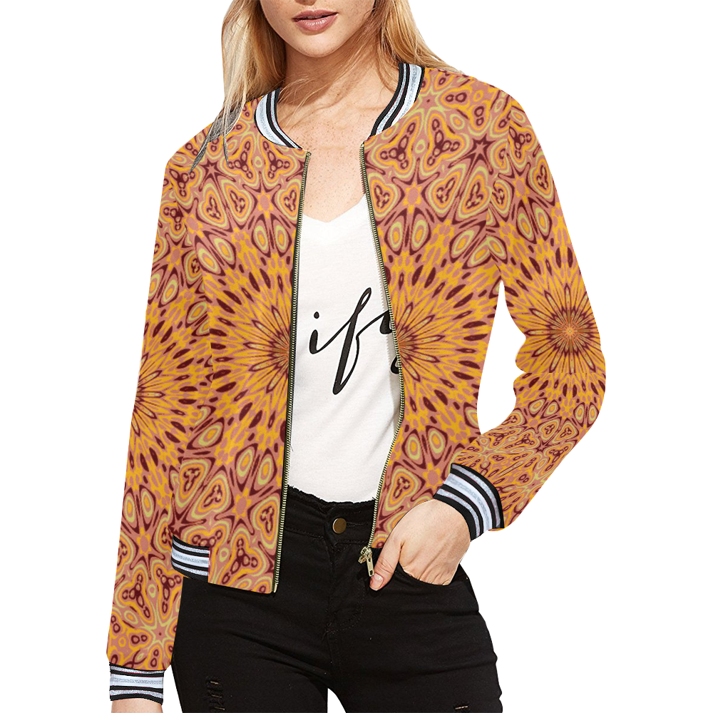 Oriental Kaleido 10B by JamColors All Over Print Bomber Jacket for Women (Model H21)