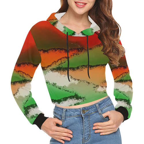 abstract fantasy 29A by FeelGood All Over Print Crop Hoodie for Women (Model H22)