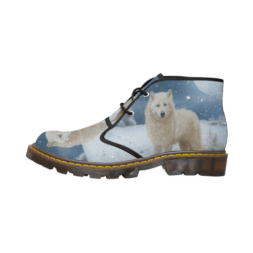 Awesome arctic wolf Women's Canvas Chukka Boots (Model 2402-1)
