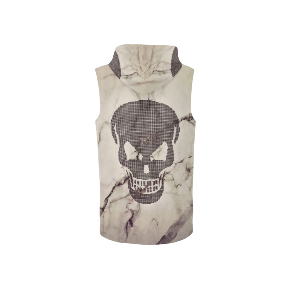 dotted skull on marble A All Over Print Sleeveless Zip Up Hoodie for Women (Model H16)
