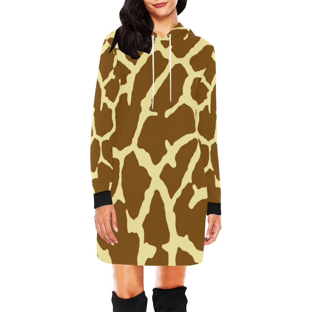 Giraffe Print All Over Print Hoodie Mini Dress (Model H27)