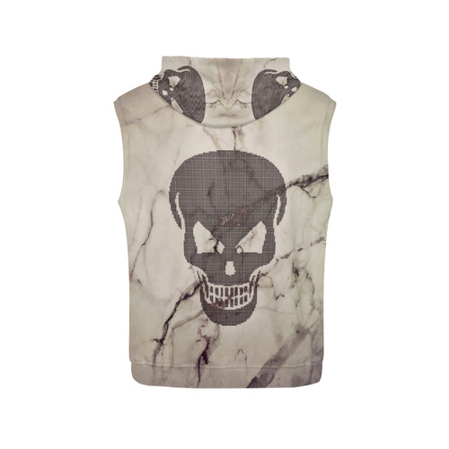 dotted skull on marble A All Over Print Sleeveless Hoodie for Women (Model H15)