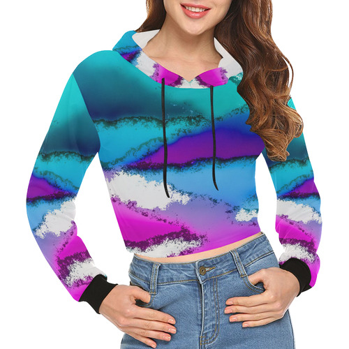 abstract fantasy 29B by FeelGood All Over Print Crop Hoodie for Women (Model H22)