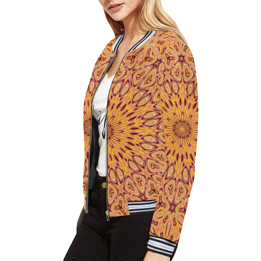 Oriental Kaleido 10B by JamColors All Over Print Bomber Jacket for Women (Model H21)