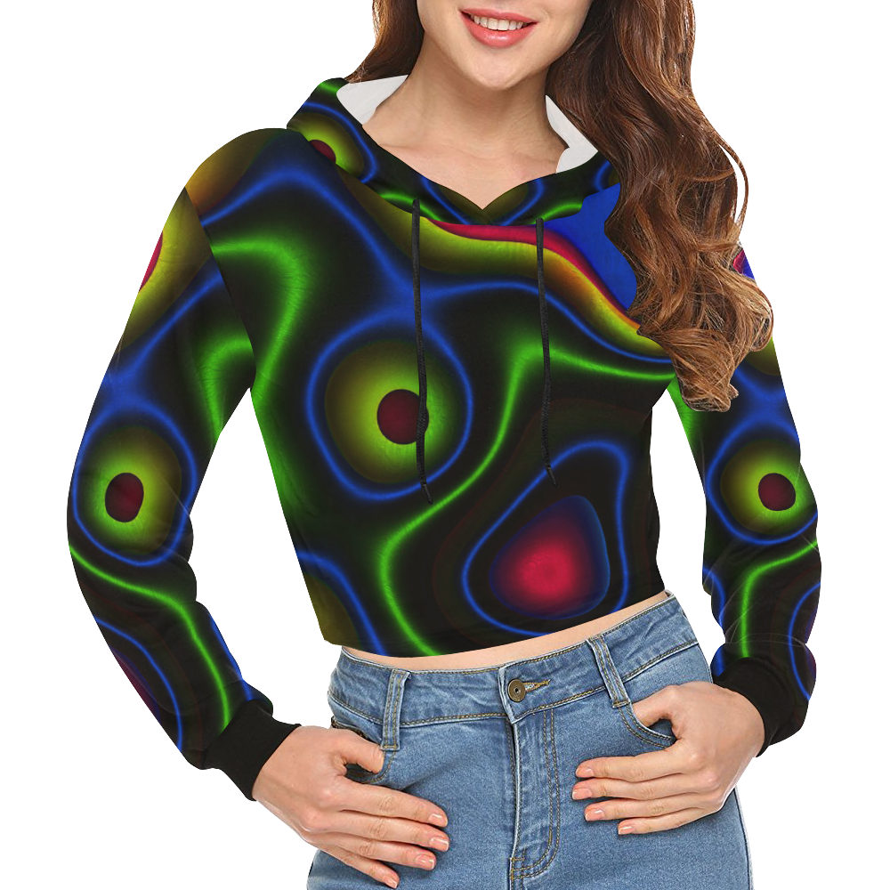 Vibrant Fantasy 6 by FeelGood All Over Print Crop Hoodie for Women (Model H22)