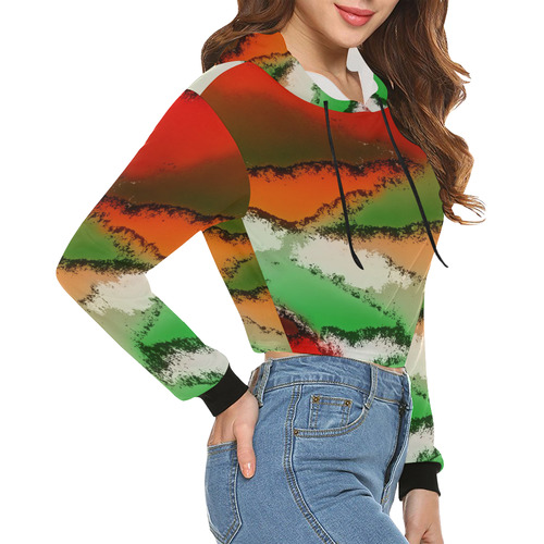 abstract fantasy 29A by FeelGood All Over Print Crop Hoodie for Women (Model H22)