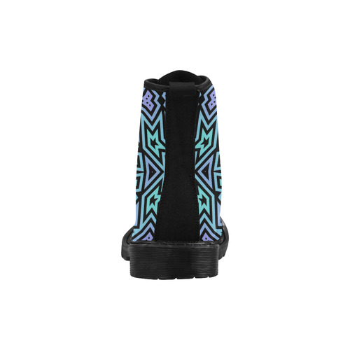 Aqua and Lilac Tribal Martin Boots for Women (Black) (Model 1203H)