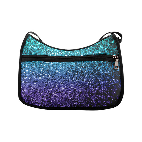 Beautiful Aqua blue Ombre glitter sparkles Crossbody Bags (Model 1616)