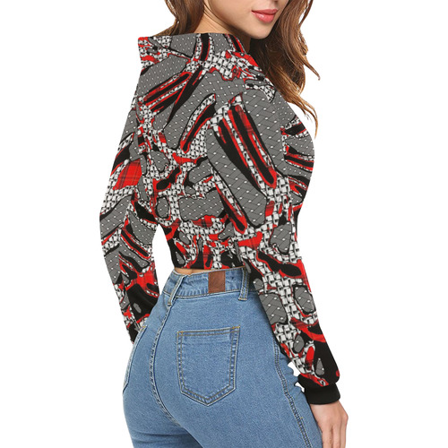 Abstract Pattern Mix 4A by FeelGood All Over Print Crop Hoodie for Women (Model H22)