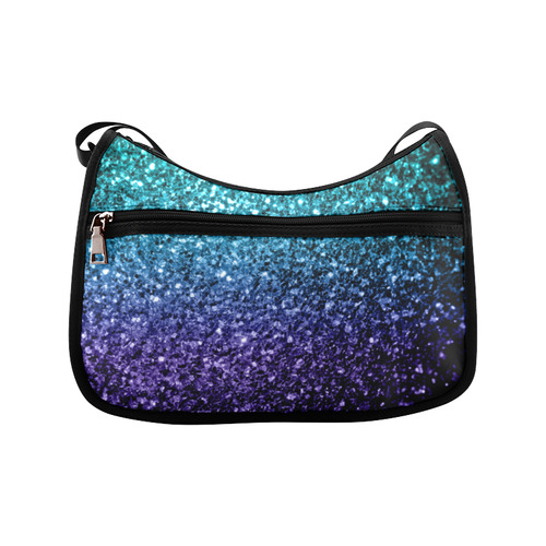 Beautiful Aqua blue Ombre glitter sparkles Crossbody Bags (Model 1616)
