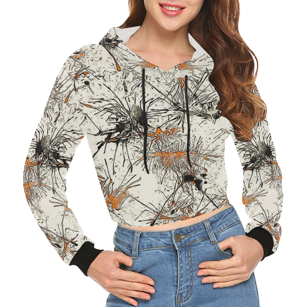 color fun 03E by FeelGood All Over Print Crop Hoodie for Women (Model H22)