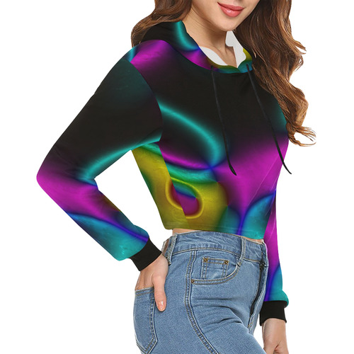 Vibrant Fantasy 3 by FeelGood All Over Print Crop Hoodie for Women (Model H22)