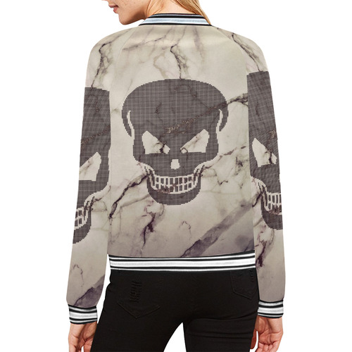 dotted skull on marble A All Over Print Bomber Jacket for Women (Model H21)