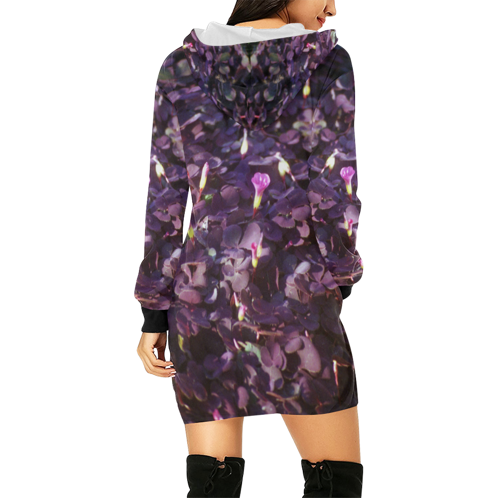 Pretty in Purple Flowers All Over Print Hoodie Mini Dress (Model H27)