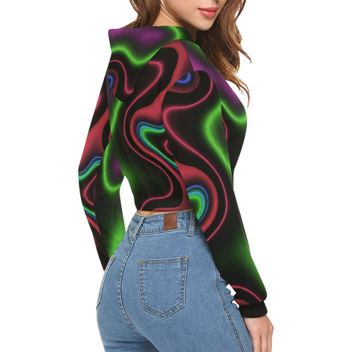 Vibrant Fantasy 2 by FeelGood All Over Print Crop Hoodie for Women (Model H22)