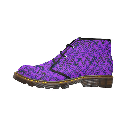 Purple and Black Waves Women's Canvas Chukka Boots (Model 2402-1)
