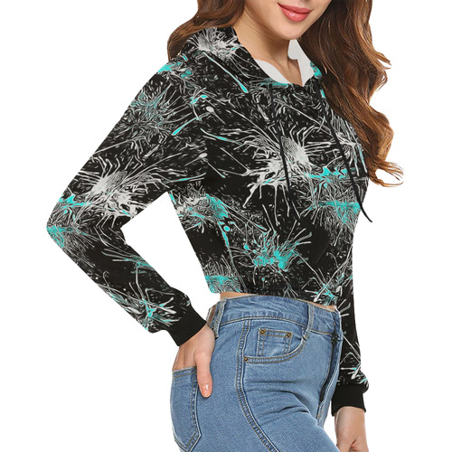 color fun 03A by FeelGood All Over Print Crop Hoodie for Women (Model H22)