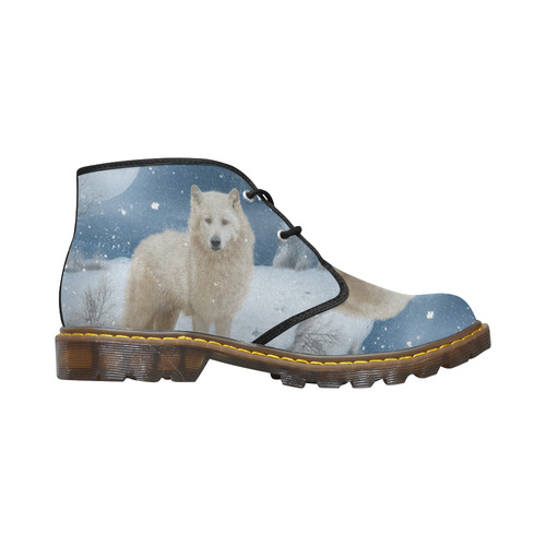 Awesome arctic wolf Women's Canvas Chukka Boots (Model 2402-1)