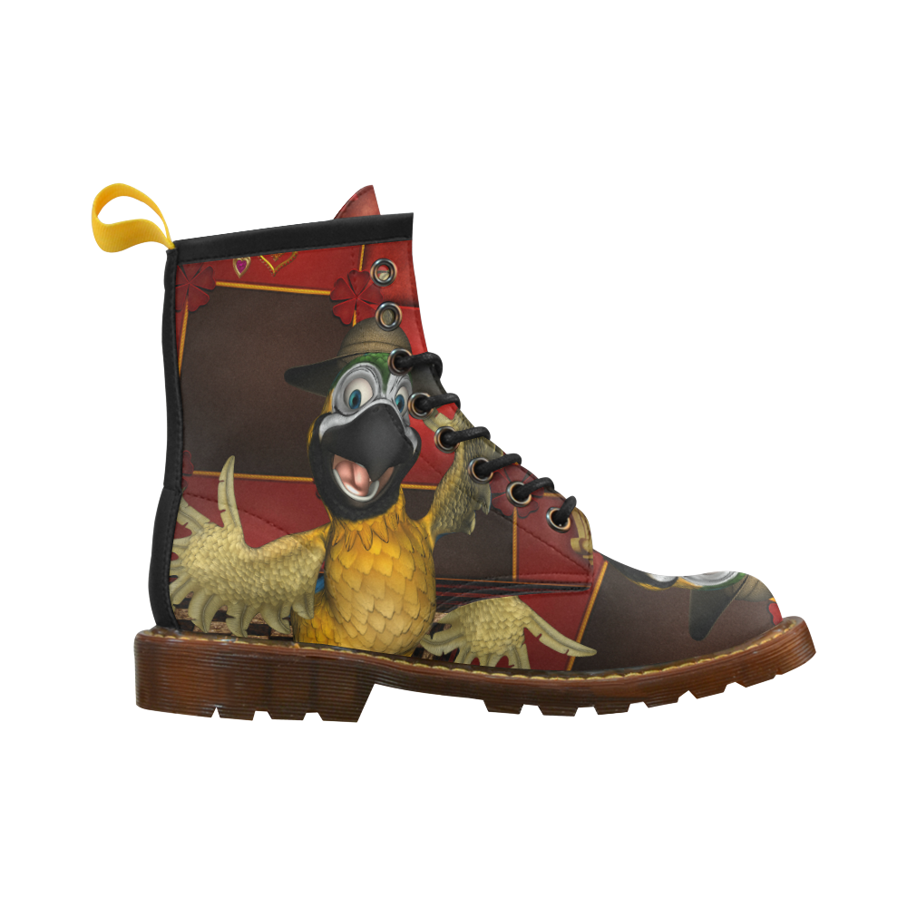Funny parrot with summer hat High Grade PU Leather Martin Boots For Women Model 402H
