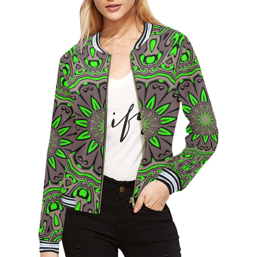 Oriental Kaleido 8 by JamColors All Over Print Bomber Jacket for Women (Model H21)