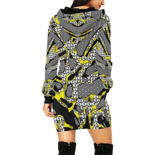 Abstract Pattern Mix 4C by FeelGood All Over Print Hoodie Mini Dress (Model H27)