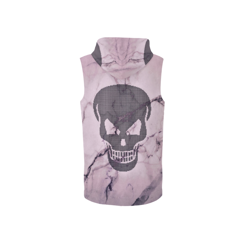 dotted skull on marble B All Over Print Sleeveless Zip Up Hoodie for Women (Model H16)