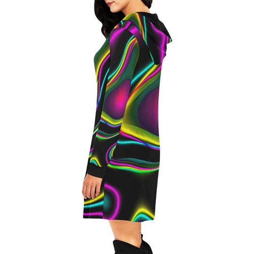 Vibrant Fantasy 5 by FeelGood All Over Print Hoodie Mini Dress (Model H27)