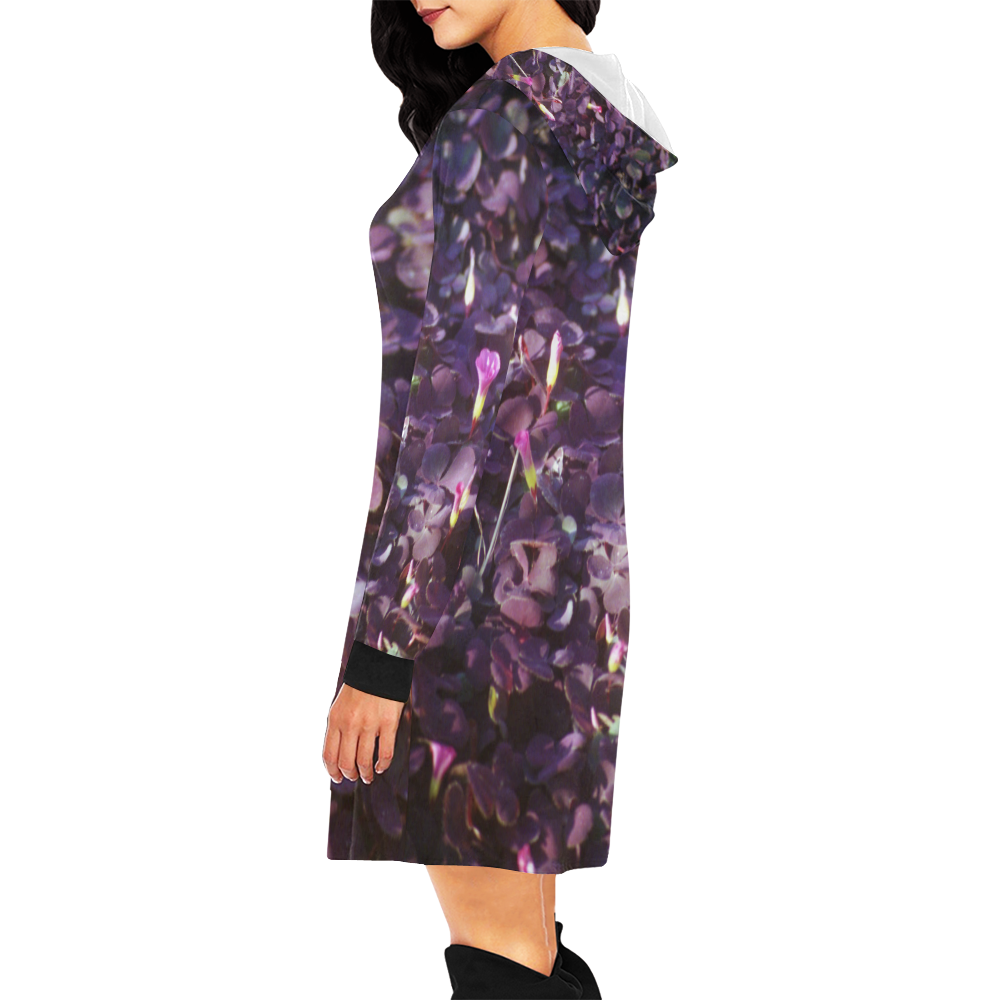 Pretty in Purple Flowers All Over Print Hoodie Mini Dress (Model H27)