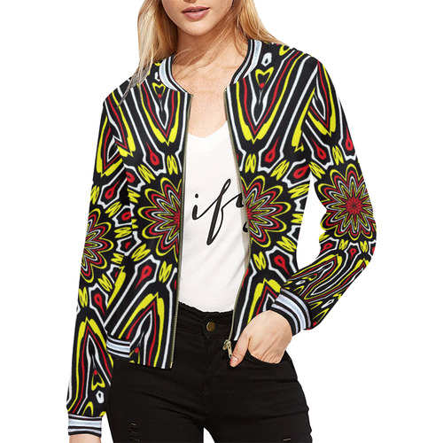 Oriental Kaleido 13 by JamColors All Over Print Bomber Jacket for Women (Model H21)