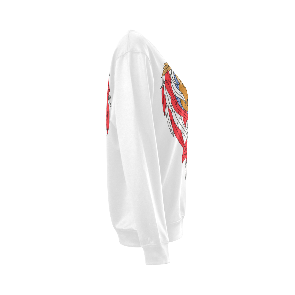 American Eagle Sugar Skull White All Over Print Crewneck Sweatshirt for Women (Model H18)