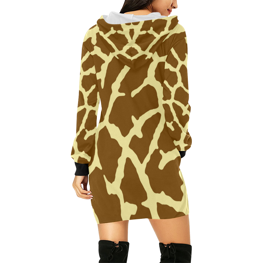 Giraffe Print All Over Print Hoodie Mini Dress (Model H27)