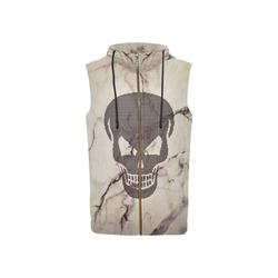 dotted skull on marble A All Over Print Sleeveless Zip Up Hoodie for Women (Model H16)