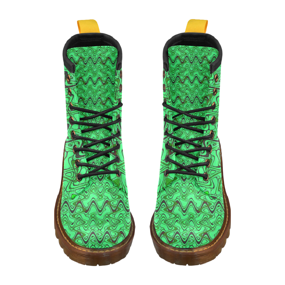 Green and Black Waves High Grade PU Leather Martin Boots For Men Model 402H