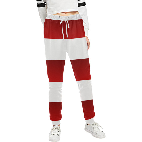 Red White Stripes Unisex All Over Print Sweatpants (Model L11)