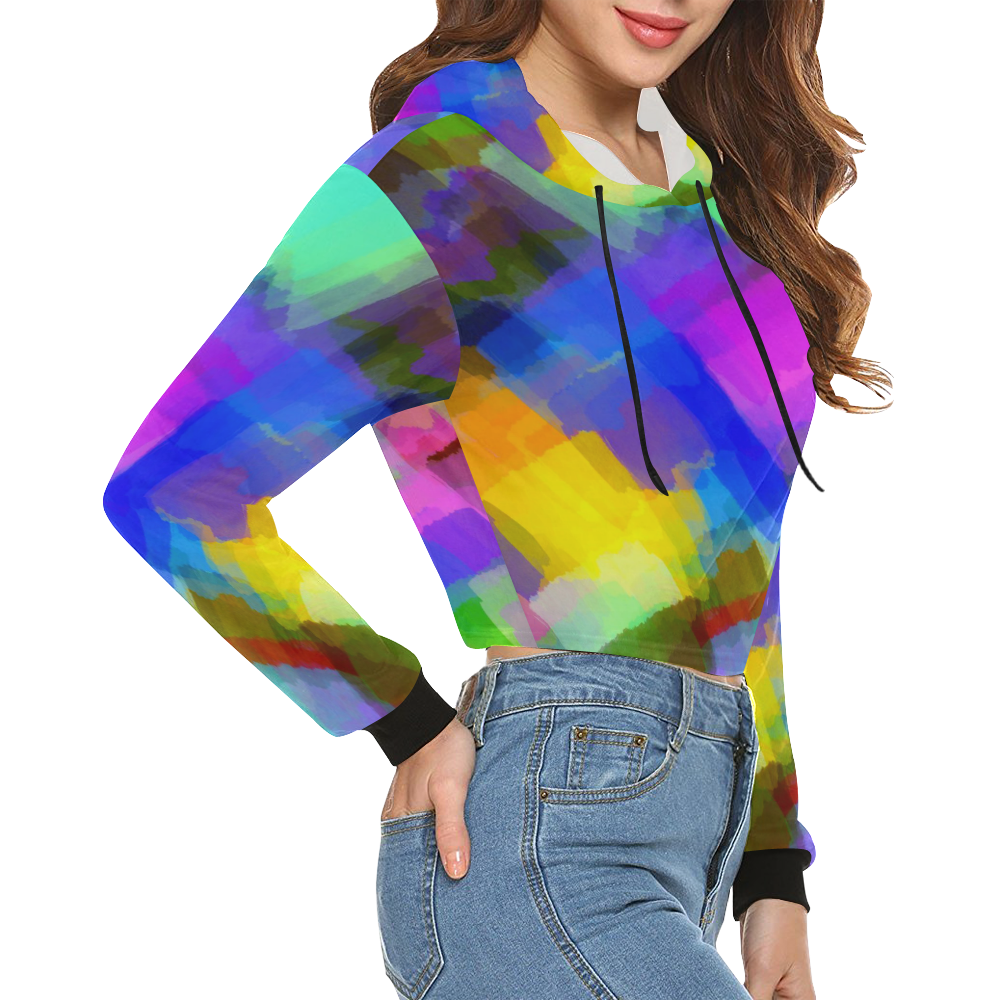 Colors and joy 2 by FeelGood All Over Print Crop Hoodie for Women (Model H22)