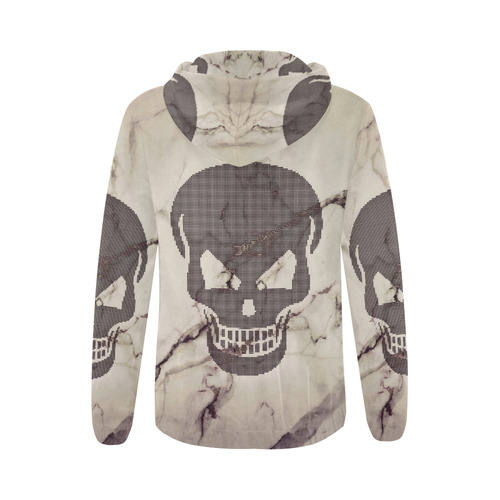 dotted skull on marble A All Over Print Full Zip Hoodie for Women (Model H14)