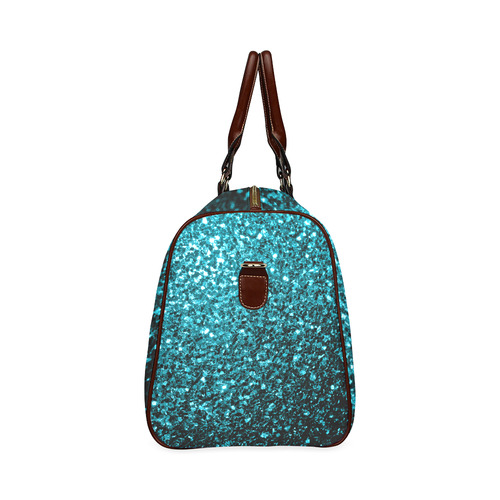 Beautiful Aqua blue glitter sparkles Waterproof Travel Bag/Large (Model 1639)