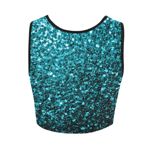 Beautiful Aqua blue glitter sparkles Women's Crop Top (Model T42)