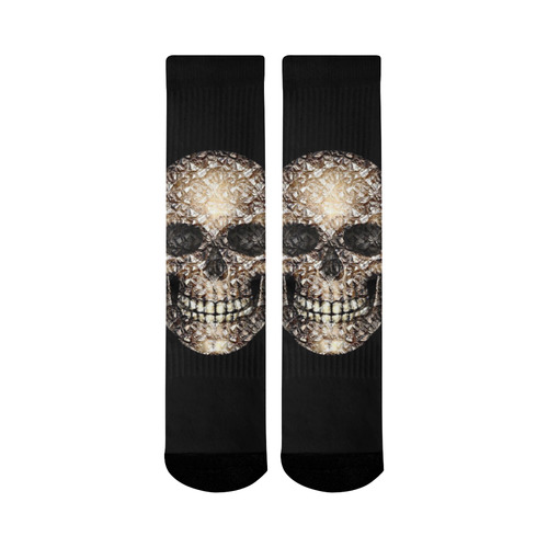 Skull-Unusual and unique 01 by JamColors Mid-Calf Socks (Black Sole)