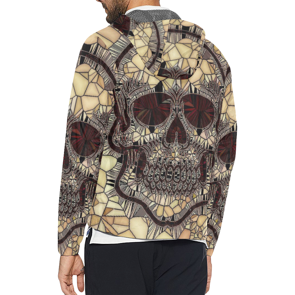 Glass Mosaic Skull,beige by JamColors Unisex All Over Print Windbreaker (Model H23)