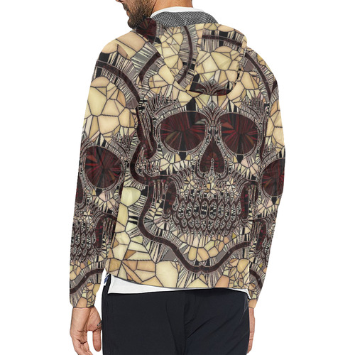 Glass Mosaic Skull,beige by JamColors Unisex All Over Print Windbreaker (Model H23)