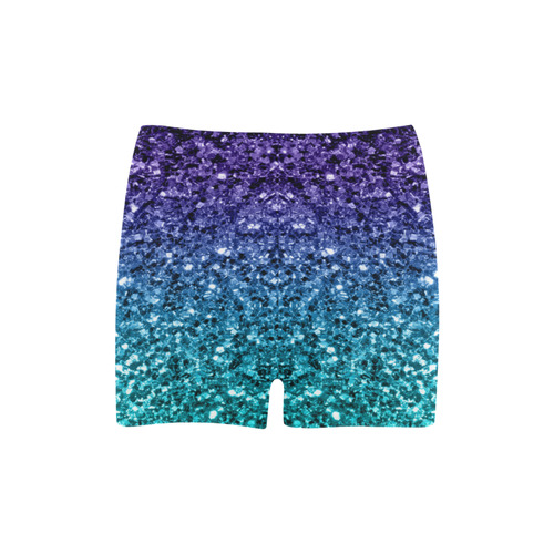 Beautiful Aqua blue Ombre glitter sparkles Briseis Skinny Shorts (Model L04)