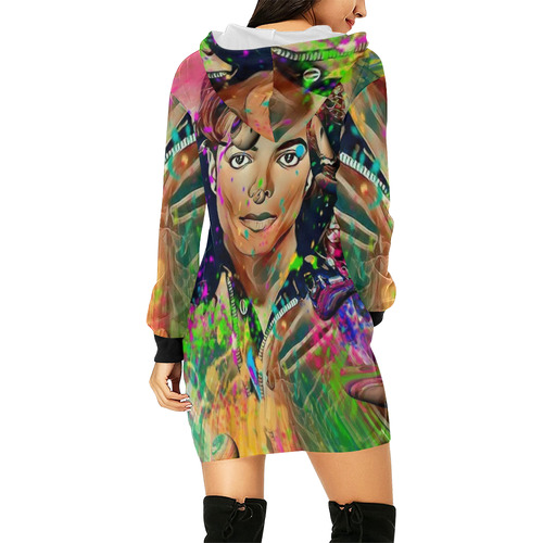 King Popart  by Nico Bielow All Over Print Hoodie Mini Dress (Model H27)