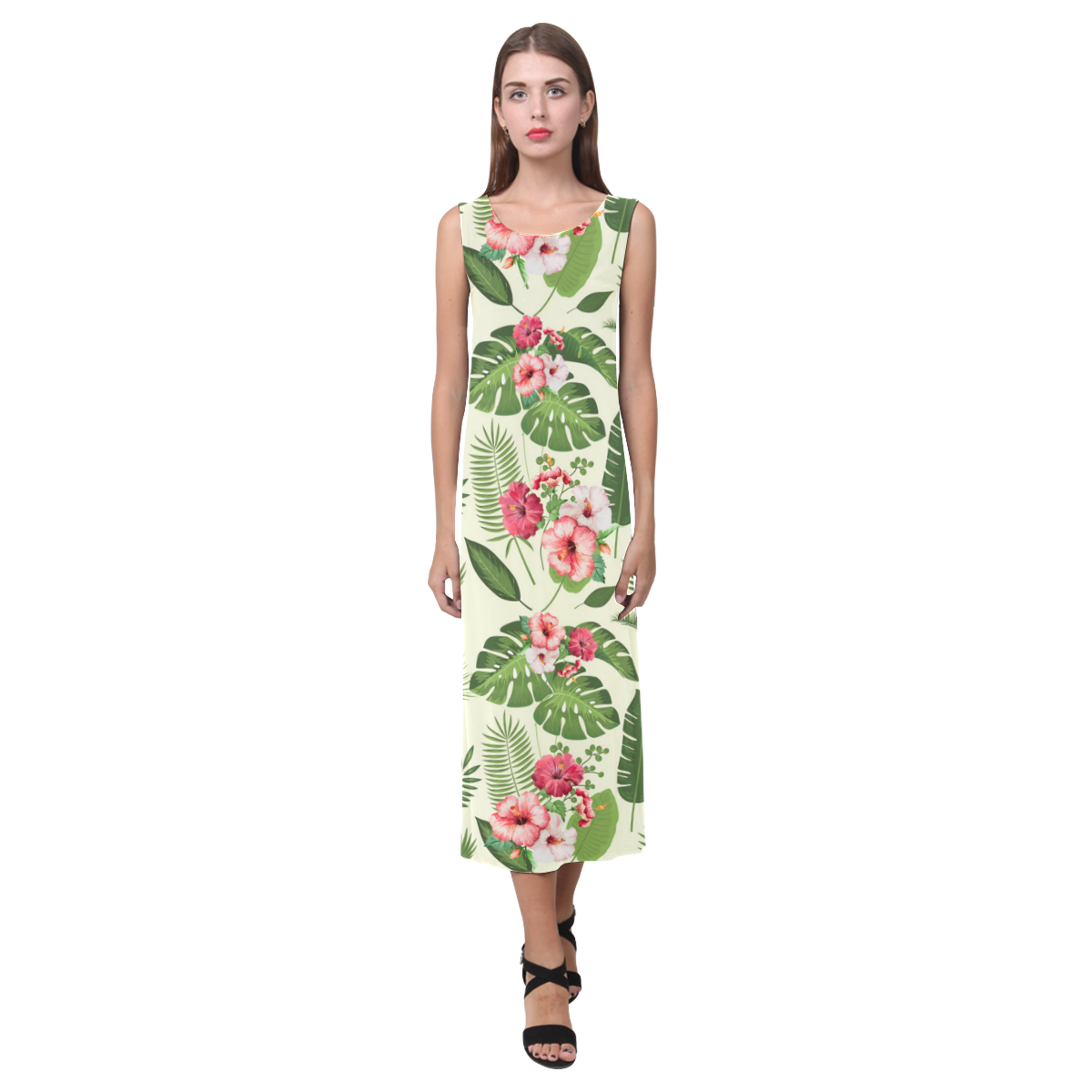 Tropical Phaedra Sleeveless Open Fork Long Dress (Model D08)